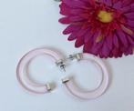 Transparante, lichtroze hoepeloorbellen, Bijoux, Sacs & Beauté, Boucles d'oreilles, Puces ou Clous, Enlèvement ou Envoi, Rose