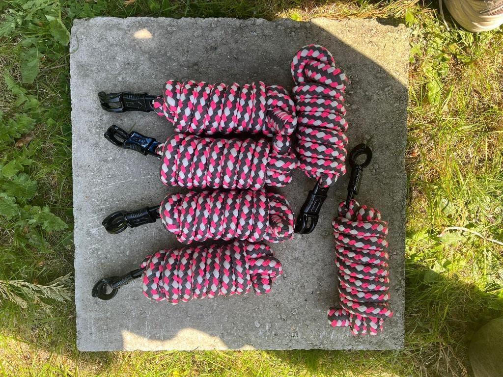 Halster pony (roze) touw (roze bruin wit) set 6 stuks, Animaux & Accessoires, Chevaux & Poneys | Brides & Harnachement, Enlèvement