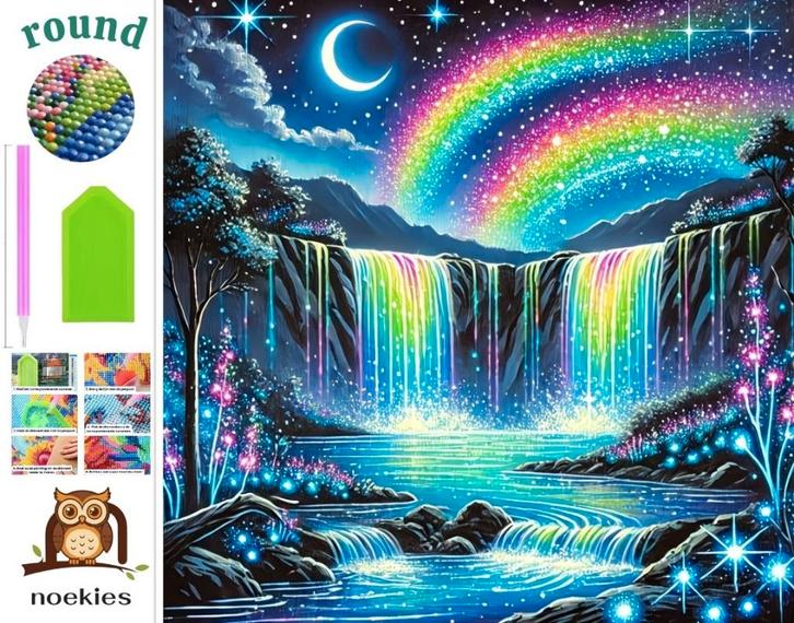 nr 619 Diamond Painting cascades illuminées 40x40cm (rondes), Hobby & Loisirs créatifs, Bricolage, Neuf, Bricolage, Envoi