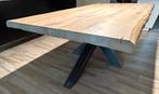 Prachtige massief eiken boomstamtafel – 220 x 110 cm, Chêne, Comme neuf, 100 à 150 cm, Enlèvement