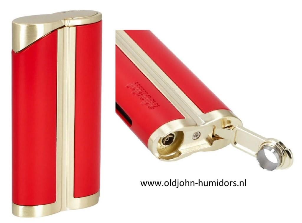 ADORINI  SIGAARAANSTEKER  JETFLAME RED/GOLD + BOOR    sas26, Verzamelen, Rookartikelen, Aanstekers en Luciferdoosjes, Verzenden