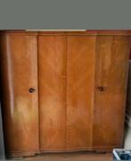 Prachtige Vintage Art Deco Kledingkast (Amsterdamse School), Ophalen, 150 tot 200 cm, Eikenhout, 150 tot 200 cm