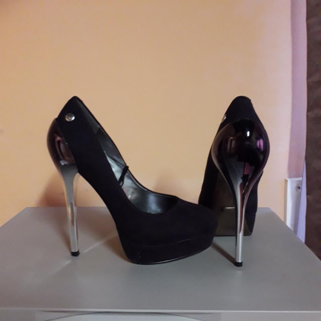pumps zilver hak, Pumps, Zwart, Zo goed als nieuw, Blik