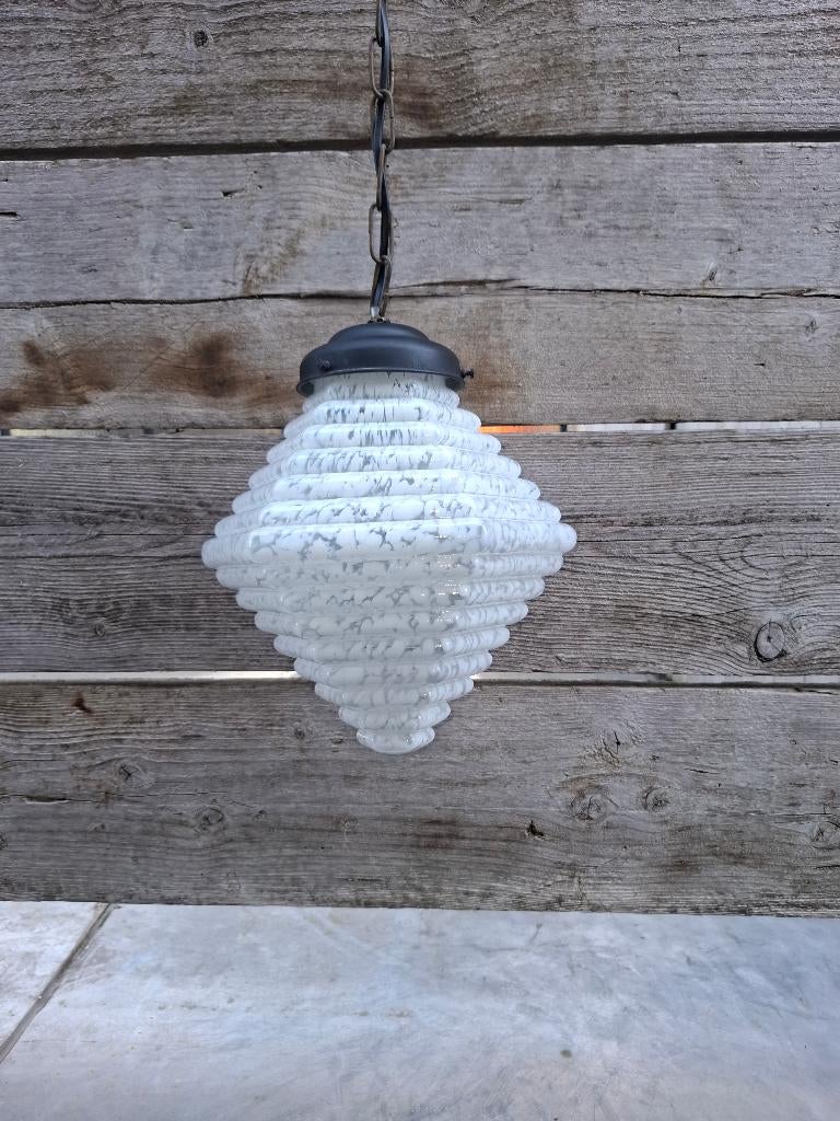 Vintage glazen hanglamp glaspasta, Enlèvement