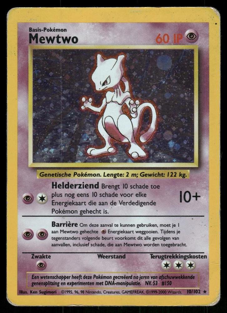 Mewtwo 10/102 - Base (NL) (Fair), Hobby en Vrije tijd, Verzamelkaartspellen | Pokémon, Gebruikt, Verzenden