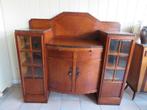 Antiek Art-Deco eiken 4-delig wandmeubel, Ophalen, Gebruikt, Met deur(en), 100 tot 150 cm