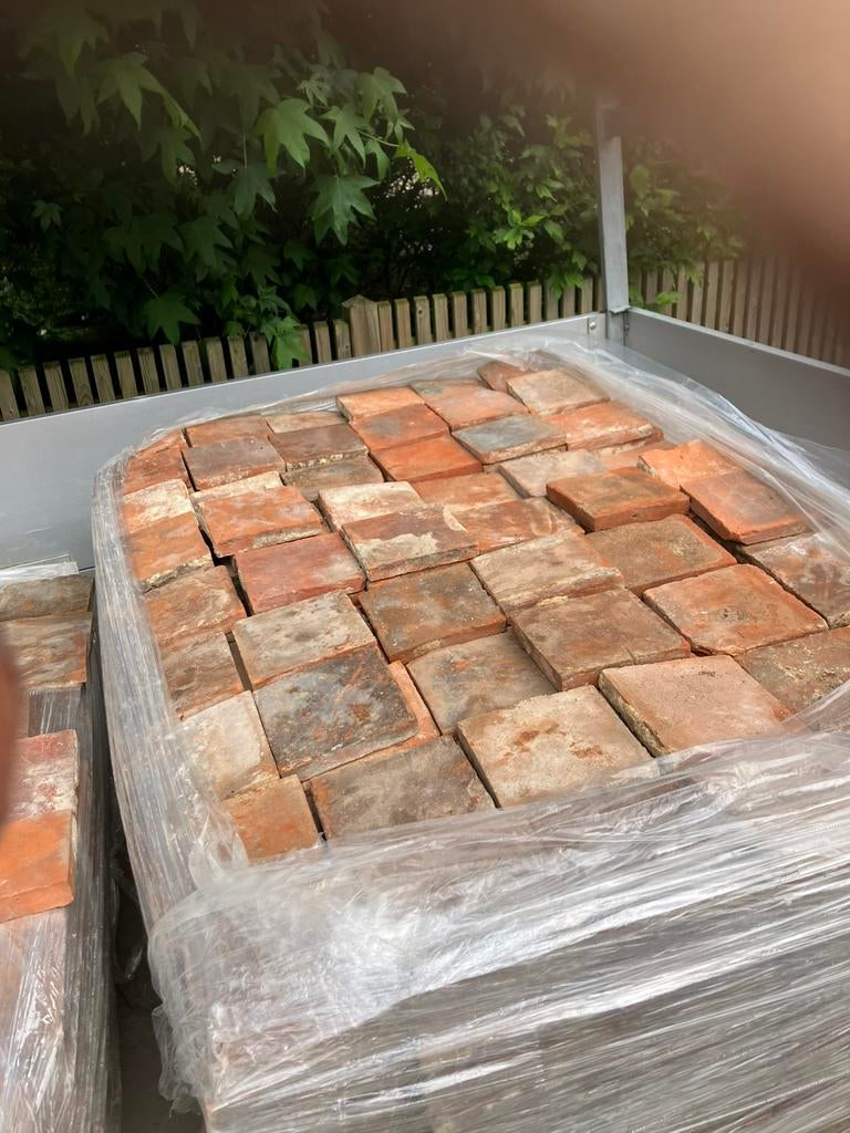 Lot antieke terracotta tegels Voor info BELLEN 0474220705, Antiek en Kunst, Antiek | Wandborden en Tegels, Ophalen