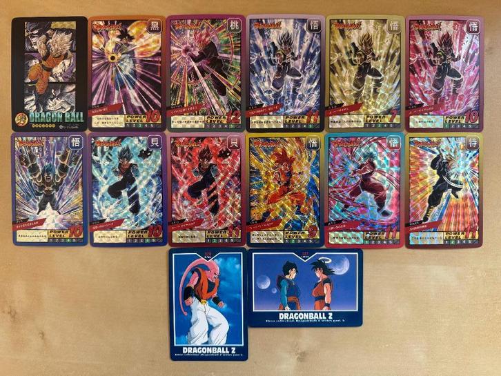 Dragon Ball Z - 14 kaarten set, Hobby en Vrije tijd, Verzamelkaartspellen | Overige, Zo goed als nieuw, Meerdere kaarten, Foil