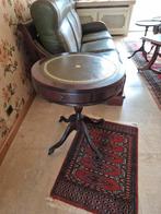 Table d'appoint ronde en bois avec 3 tiroirs, plateau en cui, Enlèvement