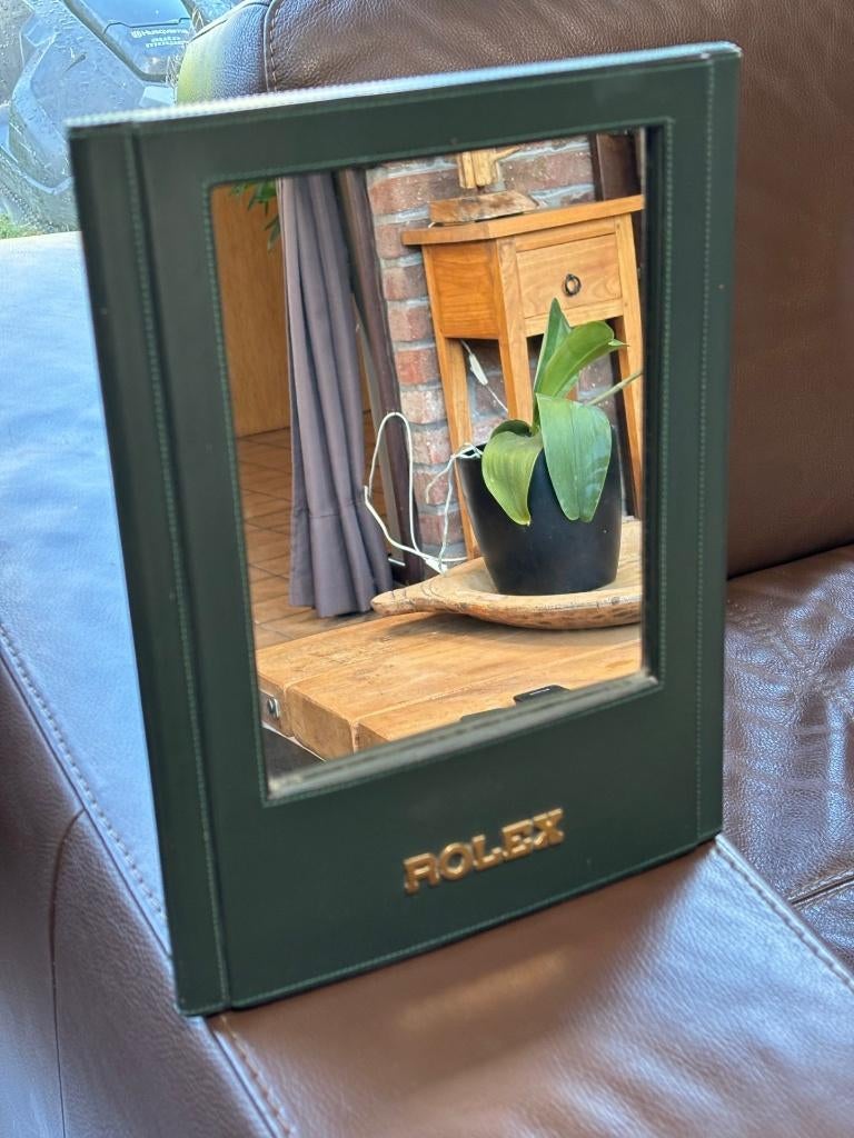 Miroir de présentation officiel Rolex – Cuir Vert Iconique, Enlèvement, Comme neuf, Ustensile