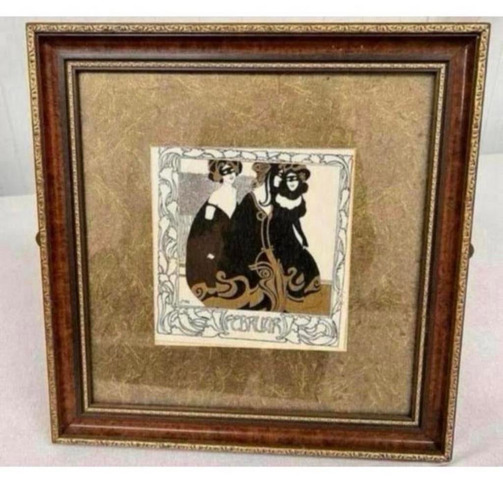 February Ver Sacrum Josef Maria Auchentaller 1898 in lijst, Ophalen of Verzenden