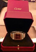 CARTIER SANTOS BORDEAUXROOD GOUD/STALEN HORLOGE, Polshorloge, Zo goed als nieuw, Goud, Goud
