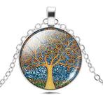 Levensboomhanger van glas, aan zilverkleurige ketting, Ophalen of Verzenden, Nieuw