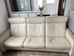 Luxe Crème Lederen Zetelset 1+2+3 Zit, Huis en Inrichting, Zetels | Zetels, Ophalen, Gebruikt