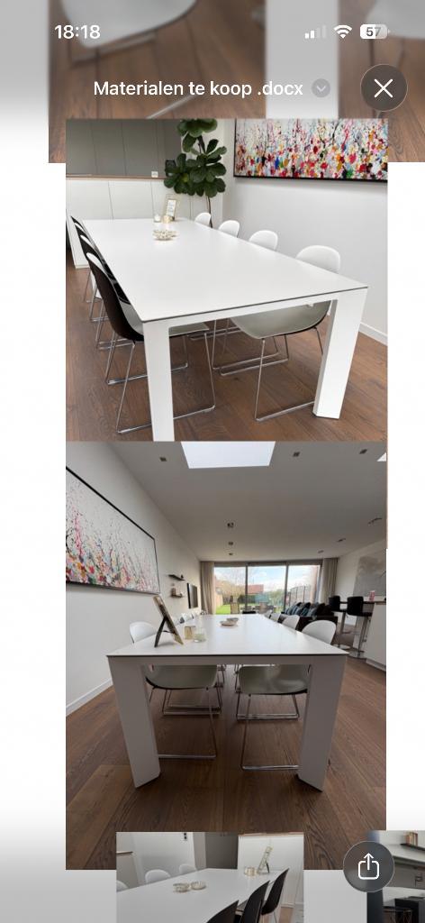 Table Joli (indoor/outdoor) avec 8 chaises et 4 coussins), Maison & Meubles, Chaises, Neuf, Cinq, Six Chaises ou plus, Métal, Blanc