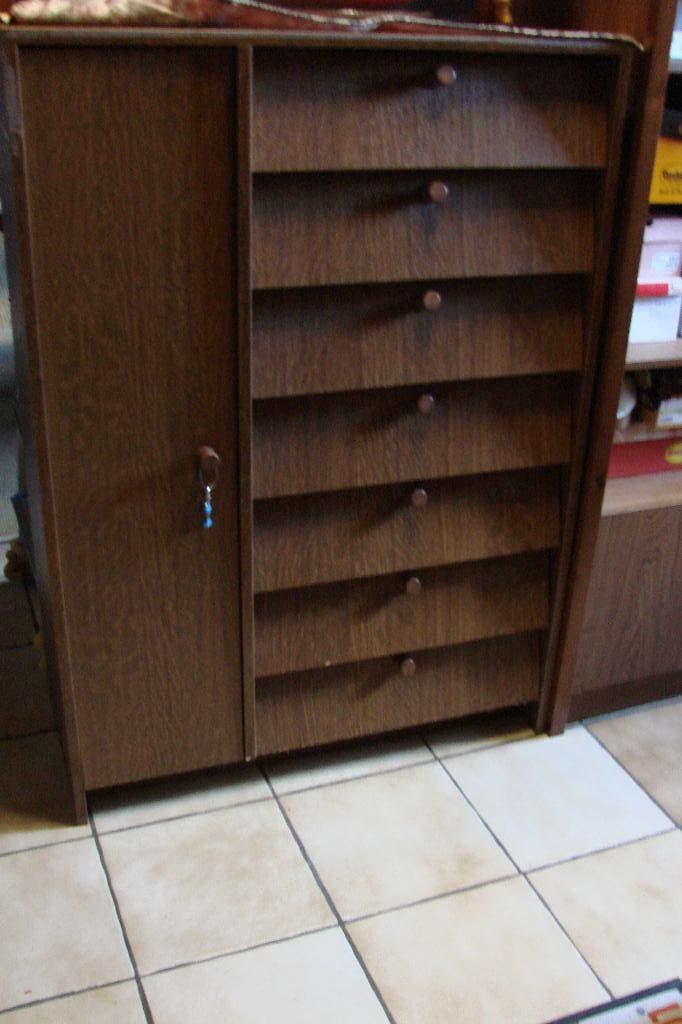 schoenenkast met klepdeuren en zijlegkast, Huis en Inrichting, Kasten | Schoenenkasten, Ophalen, Gebruikt, Vintage