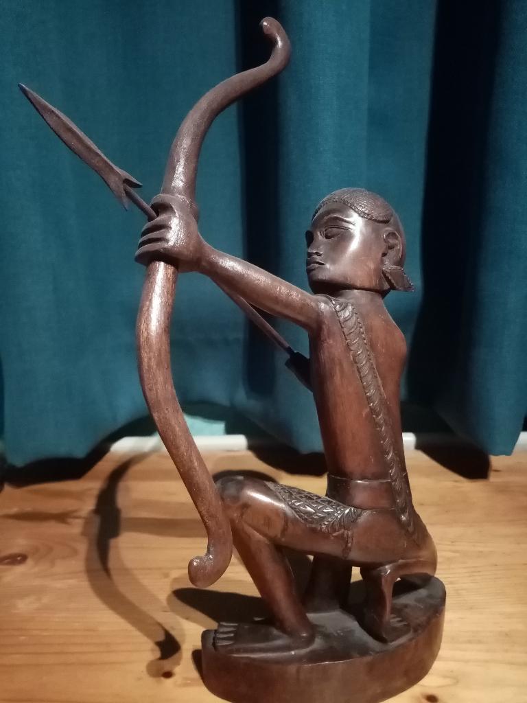 Balinees Artdeco boogschutter jaren 30, Art deco, Ophalen of Verzenden, Beeld, Hout