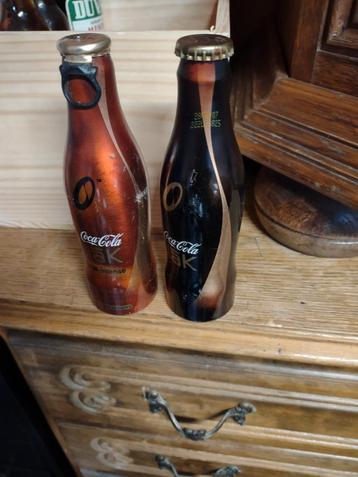 Coca-Cola 2 ongeopende metalen flessenverzamelaar Coca-Cola. beschikbaar voor biedingen