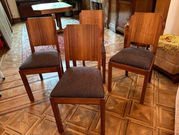 4 Art Déco stoelen in massief mahoniehout beschikbaar voor biedingen