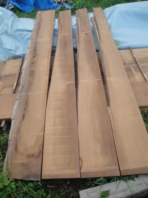 4 planches brutes en Iroko de +- 280cm x 16cm => 30cm x 3cm, Doe-het-zelf en Bouw, Hout en Planken, Nieuw, Plank, Overige houtsoorten