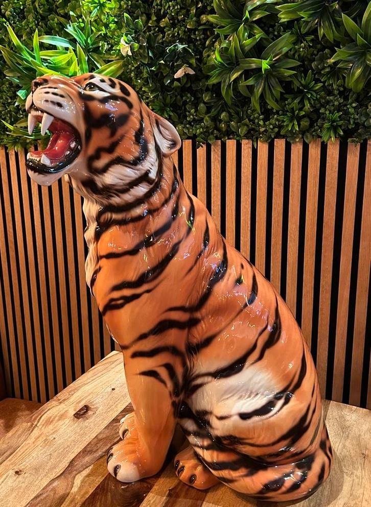 Vintage Italiaans Keramieken Tijger Beeld – jaren ’80, Antiek en Kunst, Antiek | Porselein, Ophalen