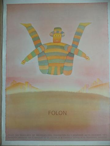 1975 Originele zeefdruk affiche Jean Michel Folon VTG poster beschikbaar voor biedingen
