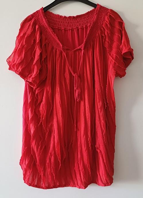 rood tshirt met laagjes, Kleding | Dames, T-shirts, Gedragen, Maat 46/48 (XL) of groter, Rood, Korte mouw, Ophalen of Verzenden