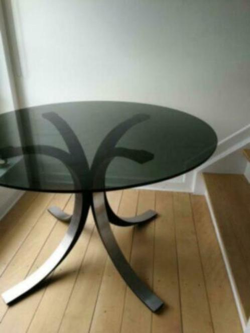 Vintage 1963 Table Borsani pour Tecno Milan, Maison & Meubles, Tables | Tables à manger, Utilisé, Quatre personnes, Rond, Verre