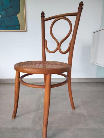 1910 Art Nouveau Unvar stoel caning hout stijl Thonet