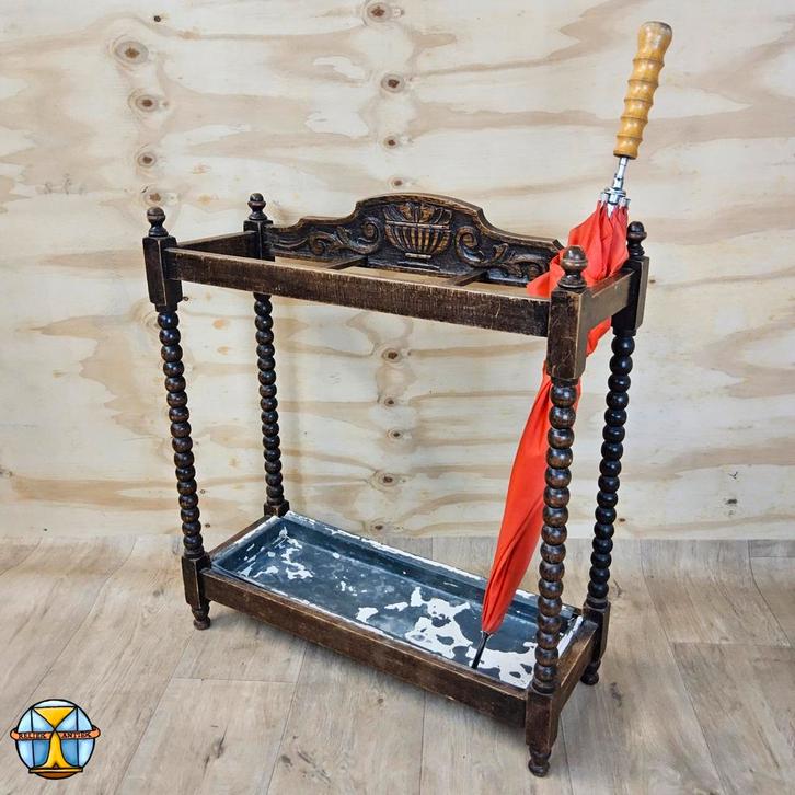Antieke houten paraplubak / stokkenstandaard, Antiek en Kunst, Curiosa en Brocante, Ophalen of Verzenden