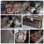 Salon 3-zit, 2 x 1-zit, salontafel, Ophalen, Hout, Gebruikt, 100 tot 125 cm