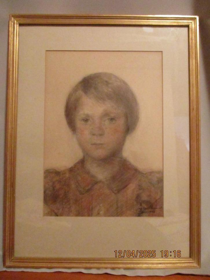 Leo van Paemel krijttekening meisje 1953, Antiek en Kunst, Kunst | Schilderijen | Klassiek, Ophalen of Verzenden