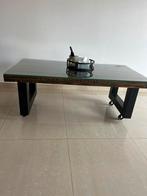 Salontafel Steigherhout met glasplaat, Huis en Inrichting, Tafels | Salontafels, Ophalen, Zo goed als nieuw