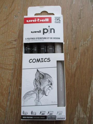 Uni Pin comics set 5 stuks ,nieuw stiften uni ball disponible aux enchères