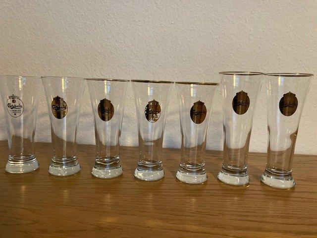 Verres Carlsberg (7 pièces), Collections, Verres & Petits Verres, Utilisé, Verre à bière, Enlèvement ou Envoi