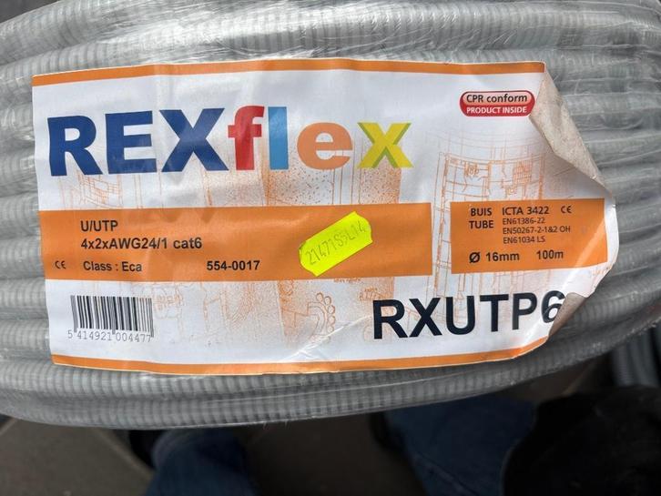 RJ45 Cat6 UTP-netwerkkabel (RexFlex) — 48 meter, Computers en Software, Pc- en Netwerkkabels, Nieuw, Ophalen