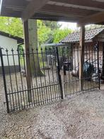 Zwarte smeedijzeren poort / 2 delen van 157 cm breed/ hg 170, Jardin & Terrasse, Clôtures de jardin, Enlèvement, Utilisé