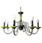 Groene Murano hanglamp met chroom details, 1960s, Ophalen, Gebruikt, Glas, Modern, vintage,