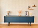 Très grande enfilade bleu paon – style mid-century, Enlèvement, Utilisé, 200 cm ou plus