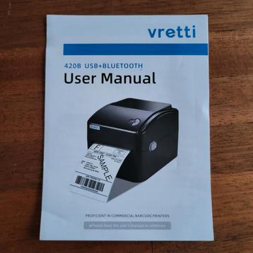 Imprimante de codes-barres Vretti 420B | USB + Bluetooth, Envoi