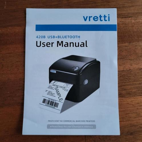 Vretti 420B Barcodeprinter | USB + Bluetooth, Computers en Software, Labelprinters, Verzenden