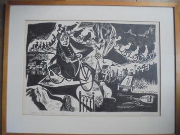 Braakensieck  Linogravure  Pastoor rit naar de hemel beschikbaar voor biedingen