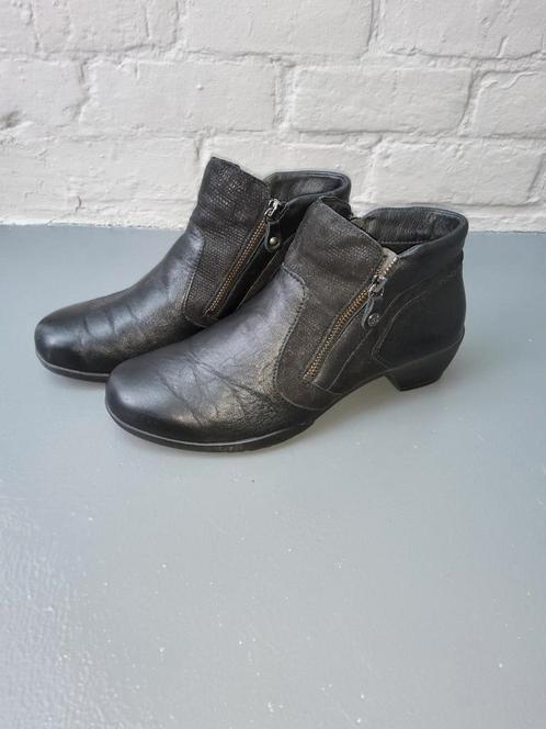 Zwarte lederen enkelboots comfortmerk Fidelio, Kleding | Dames, Schoenen, Nieuw, Lage of Enkellaarzen, Zwart, Ophalen of Verzenden