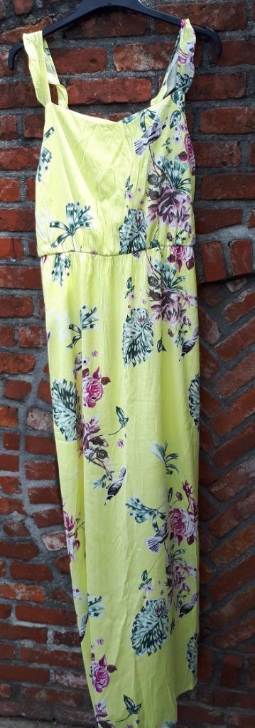 Vila - lange zomerjurk - maat 40 - geel bloemenprint, Kleding | Dames, Jurken, Gedragen, Maat 38/40 (M), Geel, Onder de knie, Verzenden