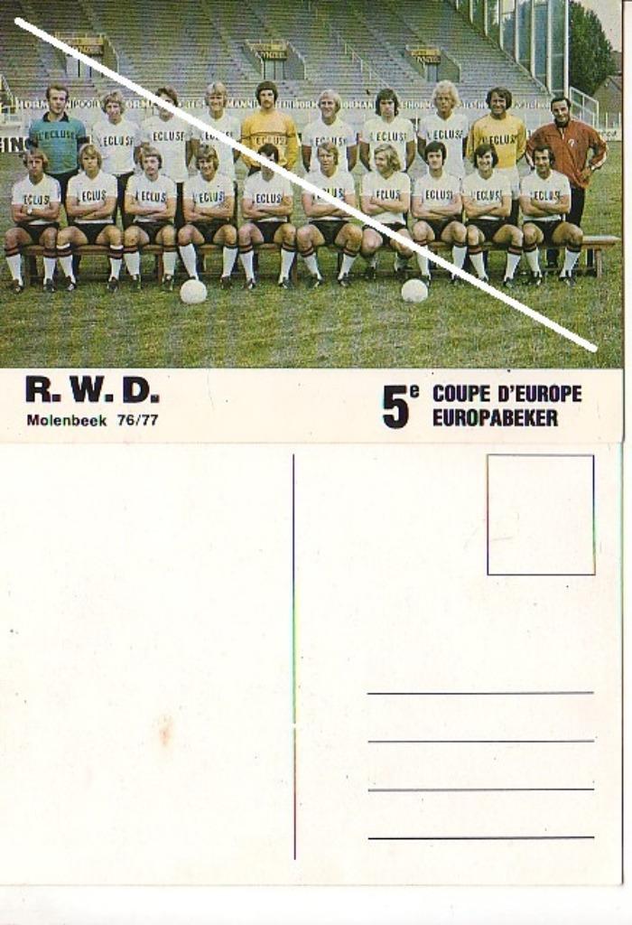 RWDM / Molenbeek  / 5 e Europabeker 76 / 77, Verzamelen, Sportartikelen en Voetbal, Zo goed als nieuw, Poster, Plaatje of Sticker