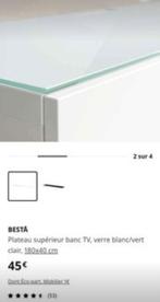 Plateau de meuble tv besta en verre blanc, Maison & Meubles, 150 à 200 cm, 25 à 50 cm, Enlèvement, Utilisé