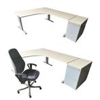 Hoekbureau Pami 200x180x 80 cm hoogte instelbaar onderstel, Ophalen, In hoogte verstelbaar, Gebruikt, Bureau