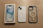 iPhone 15 blauw - TBE + draadloos hoesje + garantie, Ophalen, 128 GB, IPhone 15, Blauw