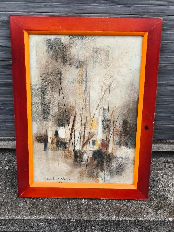 Technique mixte signe Walter vilain, Antiquités & Art, Art | Peinture | Classique, Enlèvement ou Envoi