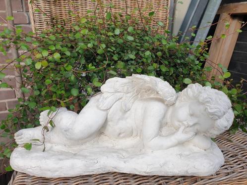 tuinbeeld , engel op plateau, Tuin en Terras, Tuinbeelden, Nieuw, Engelenbeeld, Beton, Ophalen of Verzenden
